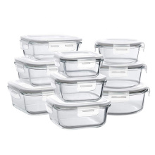 Airtight borosilicate glass lunch box glass food storage box glass meal prep containers with locking Lids